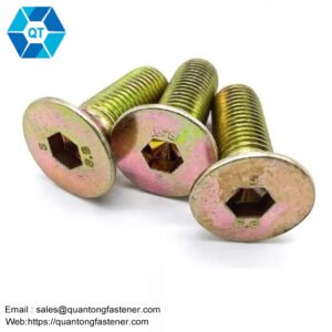 Color Yellow Zinc Plated Galvanized DIN7991 CSK Flat Head Hex Socket Bolt Screw