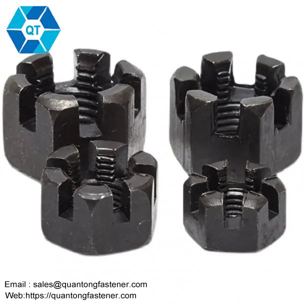 Black Zinc Black Oxide Din935 Hex Slotted And Castle Nuts