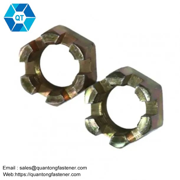 Color Galvanized Yellow Zinc Plated Din935 Hex Slotted And Castle Nuts - 画像 (2)