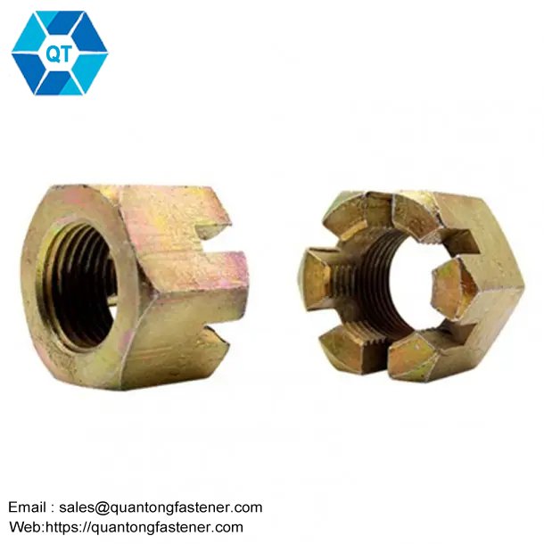 Color Galvanized Yellow Zinc Plated Din935 Hex Slotted And Castle Nuts - 画像 (3)