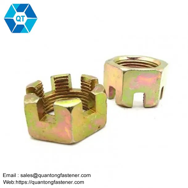 Color Galvanized Yellow Zinc Plated Din935 Hex Slotted And Castle Nuts - 画像 (4)