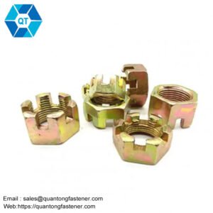 Color Galvanized Yellow Zinc Plated Din935 Hex Slotted And Castle Nuts