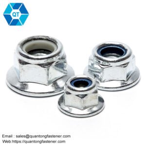 Galvanized White Blue Zinc Plated Black Oxide DIN1663 Hex Flange Nylock Nut Nylon Lock Nut